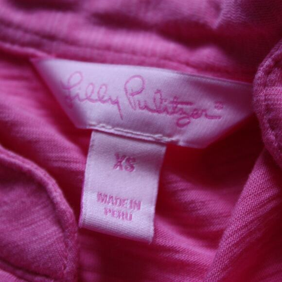 Lilly Pulitzer Shirt Women's Size XS Pink Pima 3/4 Sleeve Tee - Picture 3 of 4